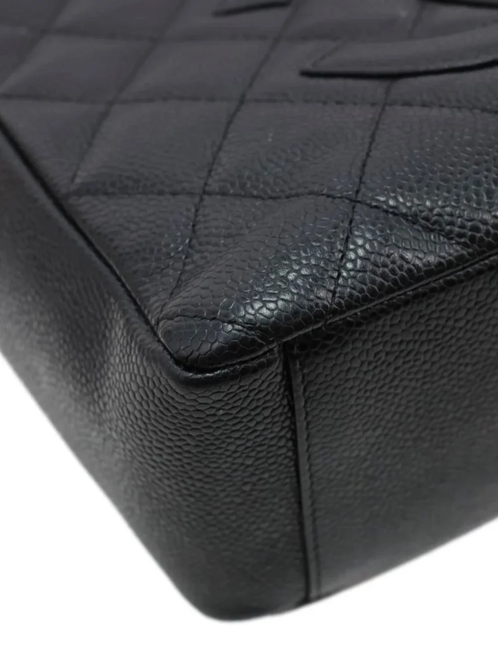 Chanel PST Petite Quilted Caviar Leather Shopping Tote Black